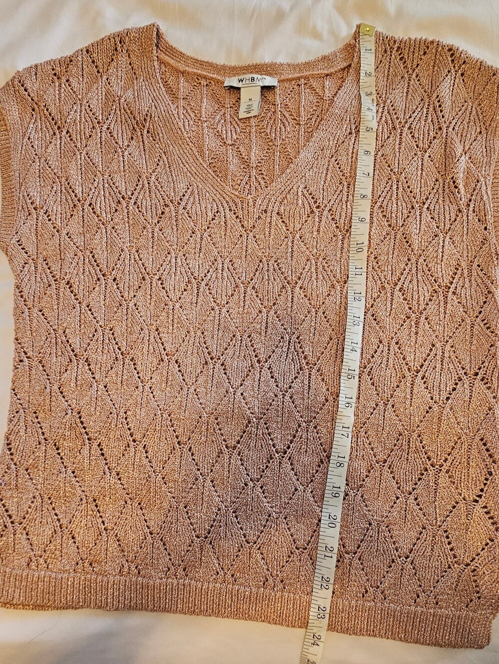 WHBM Rose Sheen Knit V-Neck Sweater Top - Med. fits Oversized- Clearance! - Picture 8 of 8